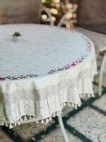 رومیزی گرد مدل گل آرا | مخمل شانل ضد لک - Image 3