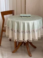 رومیزی گرد مدل سپیدار | مخمل شانل ضد لک - Image 2