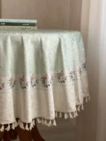 رومیزی گرد مدل سپیدار | مخمل شانل ضد لک - Image 3